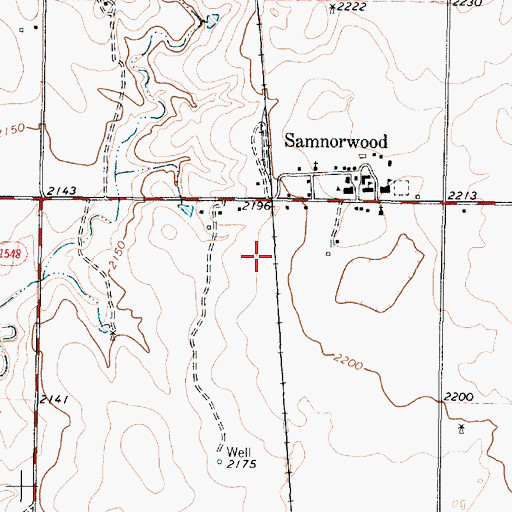 Topographic Map of Samnorwood Census Designated Place, TX