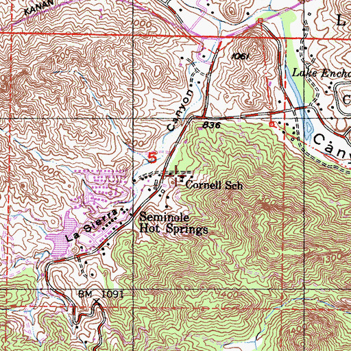 Topographic Map of Cornell School, CA