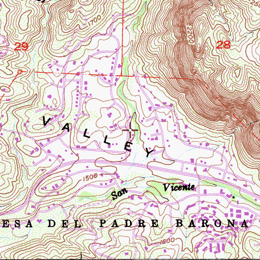 Topographic Map of San Diego Country Estates Census Designated Place, CA
