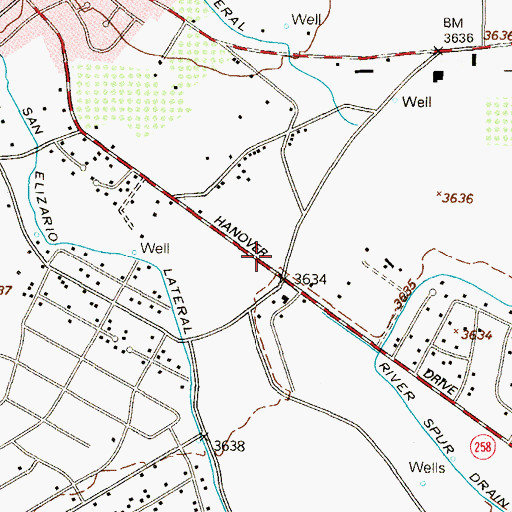 Topographic Map of San Elizario Census Designated Place (historical), TX