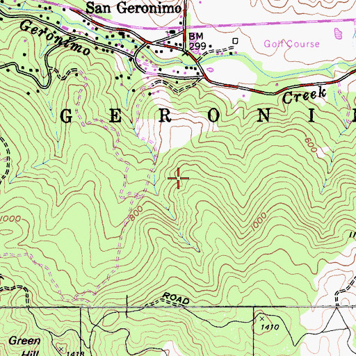 Topographic Map of San Geronimo Census Designated Place, CA