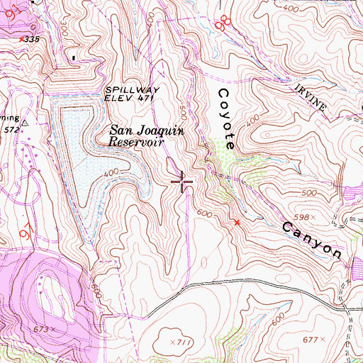 Topographic Map of San Joaquin Hills Census Designated Place (historical), CA