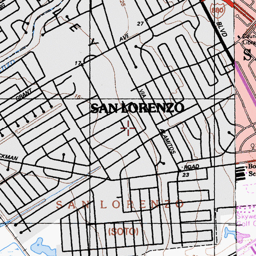 Topographic Map of San Lorenzo Census Designated Place, CA