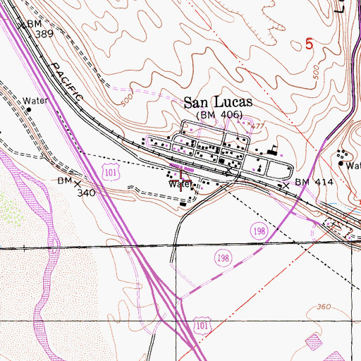 Topographic Map of San Lucas Census Designated Place, CA