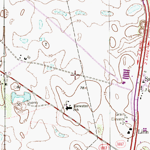 Topographic Map of Linn Census Designated Place, TX