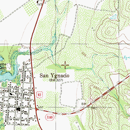 Topographic Map of San Ygnacio Census Designated Place, TX