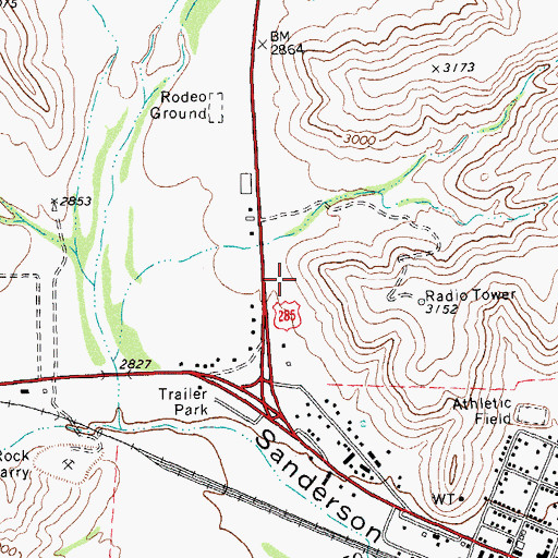 Topographic Map of Sanderson Census Designated Place, TX