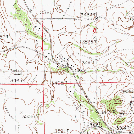Topographic Map of Sangrey Census Designated Place, MT
