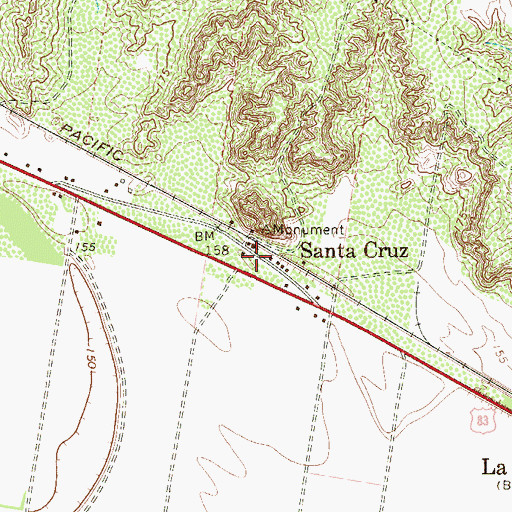 Topographic Map of Santa Cruz Census Designated Place, TX