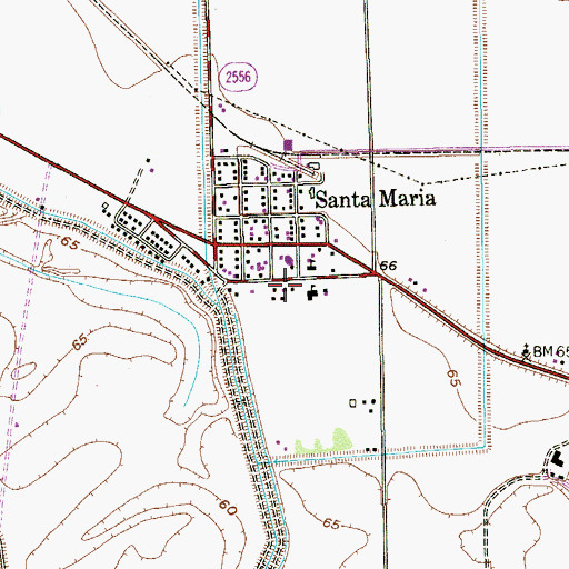Topographic Map of Santa Maria Census Designated Place, TX
