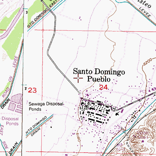 Topographic Map of Santo Domingo Pueblo Census Designated Place, NM