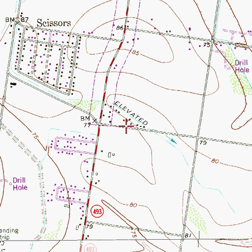 Topographic Map of Scissors Census Designated Place, TX