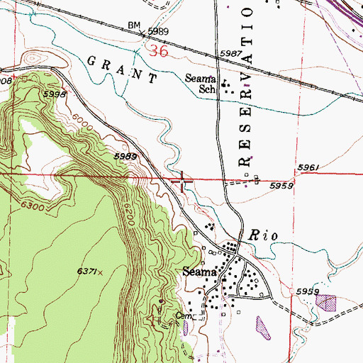 Topographic Map of Seama Census Designated Place, NM