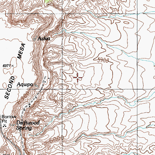 Topographic Map of Second Mesa Census Designated Place, AZ