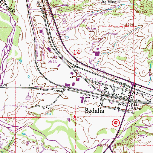 Topographic Map of Sedalia Census Designated Place, CO
