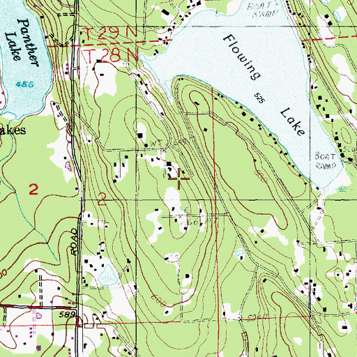 Topographic Map of Three Lakes Census Designated Place, WA