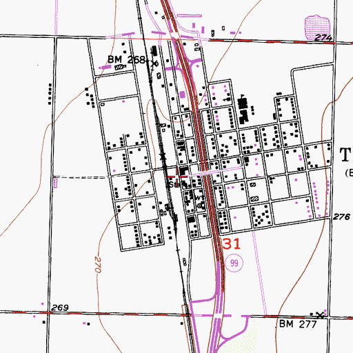 Topographic Map of Tipton Census Designated Place, CA