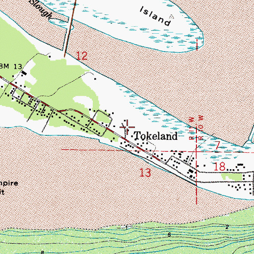 Topographic Map of Tokeland Census Designated Place, WA