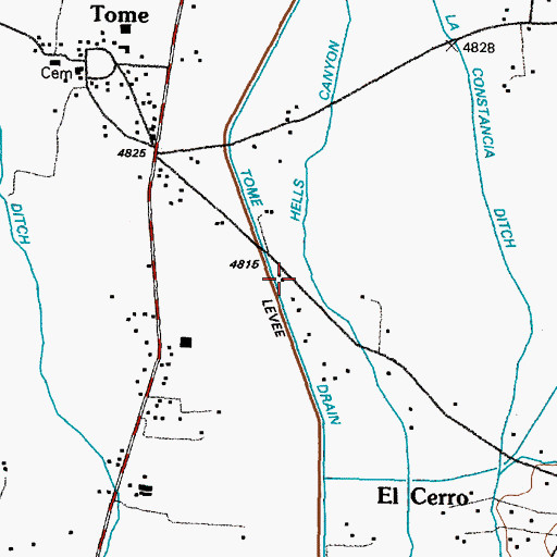 Topographic Map of Tome-Adelino Census Designated Place (historical), NM