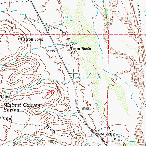 Topographic Map of Tonto Basin Census Designated Place, AZ
