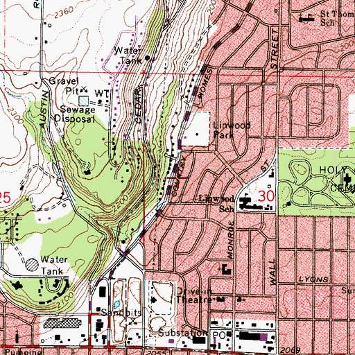 Topographic Map of Town and Country Census Designated Place, WA