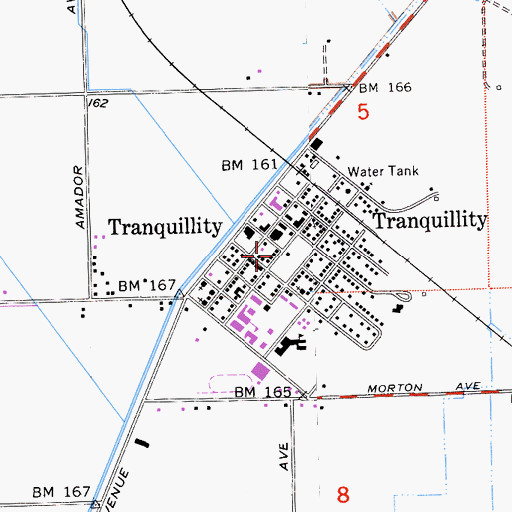 Topographic Map of Tranquillity Census Designated Place, CA