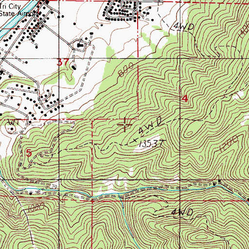 Topographic Map of Tri-City Census Designated Place, OR