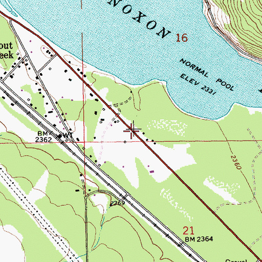 Topographic Map of Trout Creek Census Designated Place, MT