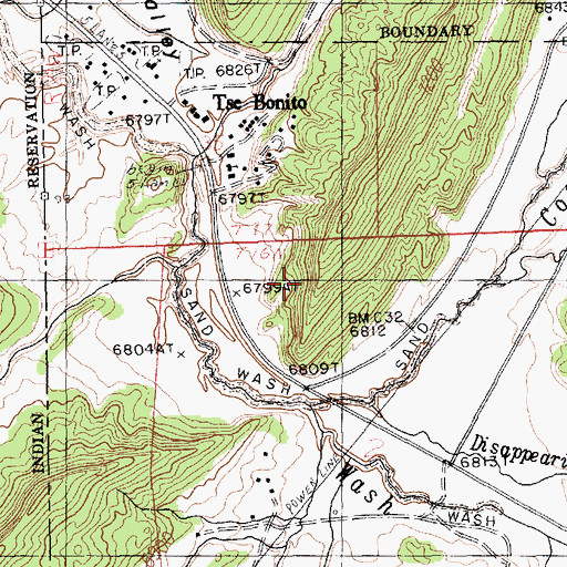 Topographic Map of Tse Bonito Census Designated Place, NM