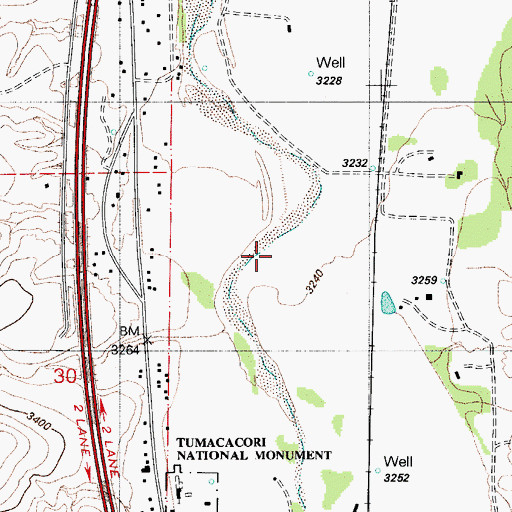 Topographic Map of Tumacacori-Carmen Census Designated Place, AZ