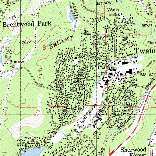 Topographic Map of Twain Harte Census Designated Place, CA