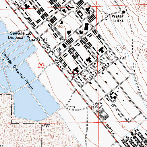Topographic Map of Twentynine Palms Base Census Designated Place (historical), CA
