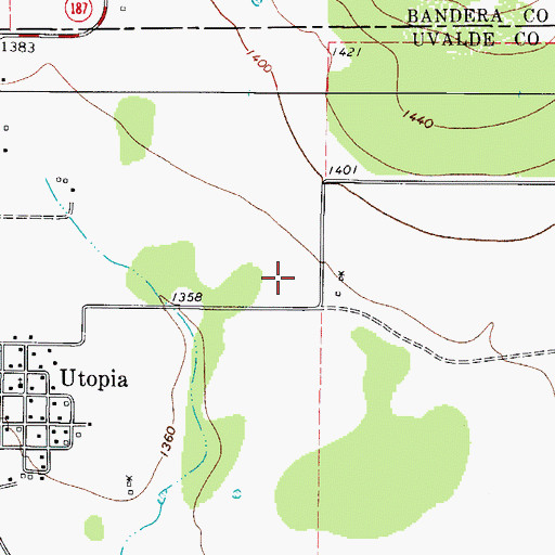 Topographic Map of Utopia Census Designated Place, TX
