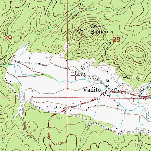 Topographic Map of Vadito Census Designated Place, NM