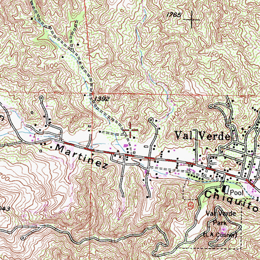 Topographic Map of Val Verde Census Designated Place, CA