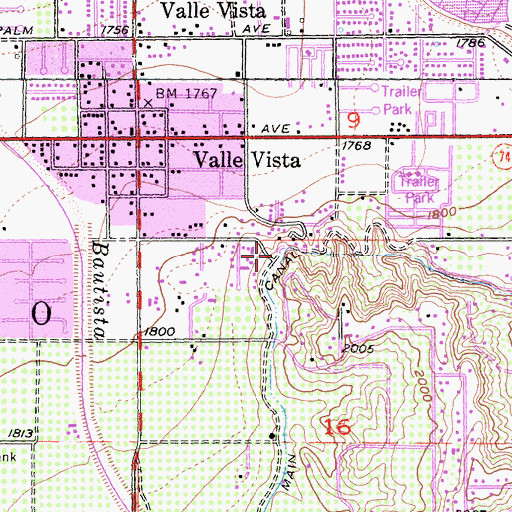 Topographic Map of Valle Vista Census Designated Place, CA