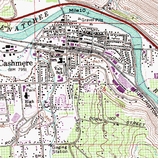 Topographic Map of City of Cashmere, WA