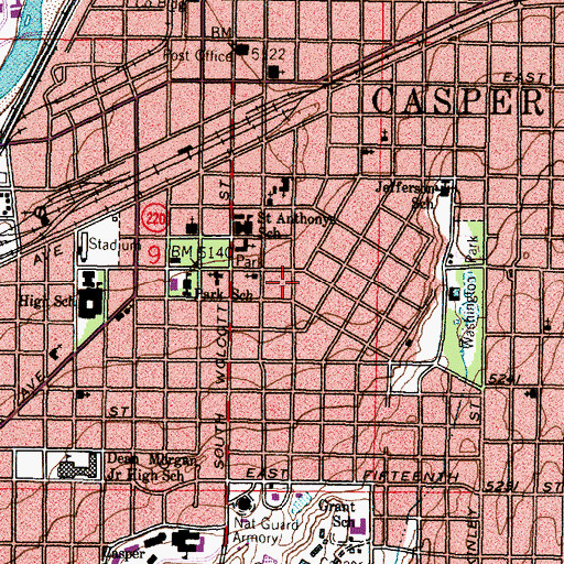 Topographic Map of City of Casper, WY