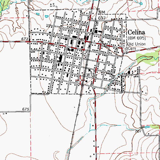 Topographic Map of City of Celina, TX