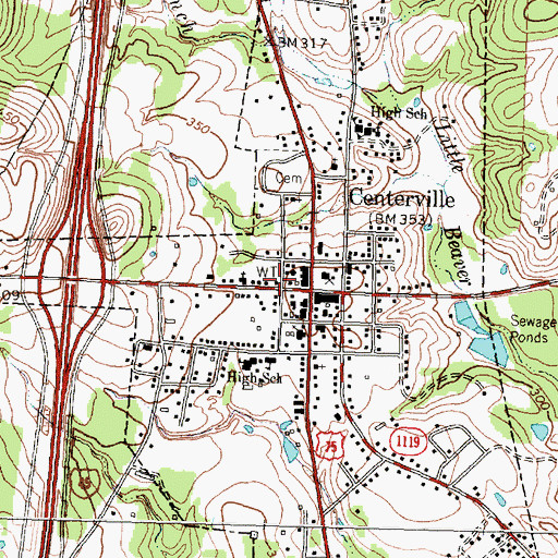 Topographic Map of City of Centerville, TX