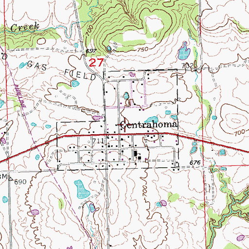 Topographic Map of City of Centrahoma, OK