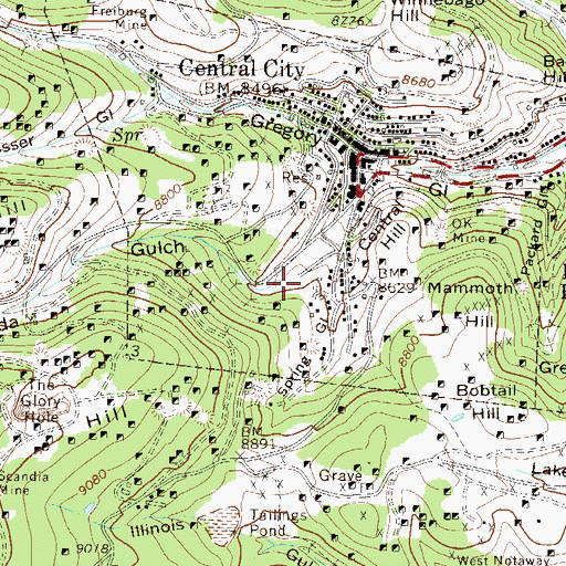 Topographic Map of City of Central City, CO