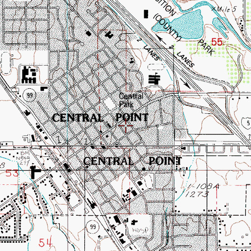 Topographic Map of City of Central Point, OR