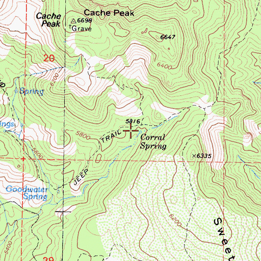 Topographic Map of Corral Spring, CA