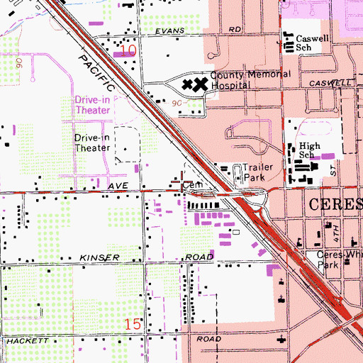 Topographic Map of City of Ceres, CA