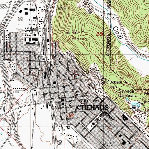 Topographic Map of City of Chehalis, WA