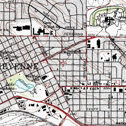 Topographic Map of City of Cheyenne, WY