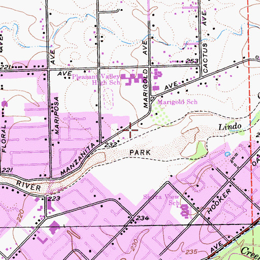 Topographic Map of City of Chico, CA