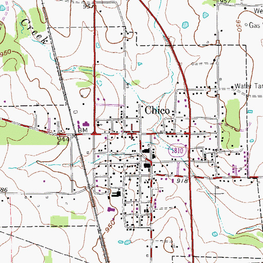 Topographic Map of City of Chico, TX
