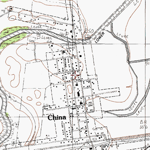 Topographic Map of City of China, TX